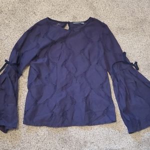 2/$10! Octavia blue lace long sleeve top bell sleeves
